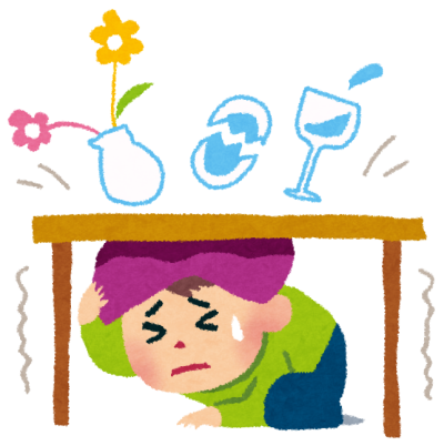 机で頭を守る